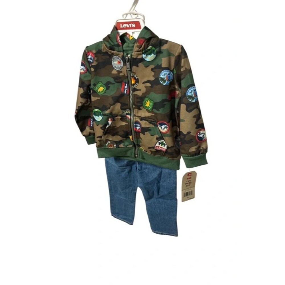Levi’s Baby/Toddler Boys Camo Patch Zip Hoodie & Denim Jeans Set